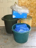 Garbage cans, tarp and plastic. Great for winter covers.