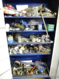 All contents in cabinet includes plumbing supplies and more.