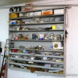 All the contents on the shelves. Includes castors, screws, nails, aluminum wire, solder and lots