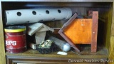 Five assorted bird feeders, plus a can of perches for a finch feeder.