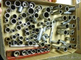 Assortment of deep well sockets including 6 point, 12 point; 1/4