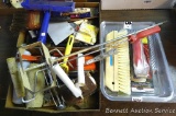 Painting supplies including trays, rollers, brushes and more.