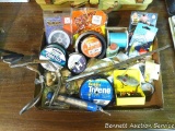 Fishing line; fishing pole holders; lures; sinkers and more.
