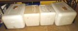 Four styrofoam coolers. Largest is 25