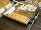 Two wooden drawers; one metal drawer; misc. woodworking craft pieces.