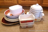 CorningWare casseroles; plus a couple of serving pieces, pie plate, more.