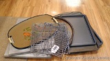 Nice assortment of cookie sheets, cooling racks, pizza pan, tray, etc.