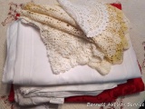 Tablecloths and a few doilies. Largest doily is 15