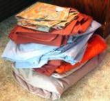 Three king size sheet sets (red, cranberry and gray), plus more.