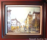 Signed cityscape painting is in great shape and measures approx. 23