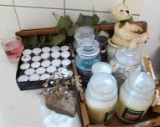 Assortment of jar candles and smaller candles; plus 24