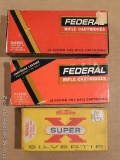 48 rounds .30-30 cartridges, mixed headstamps. Western SuperX box is fair with decent graphics and
