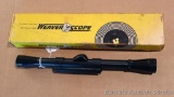 Weaver Model C4 rifle scope in a Weaver .22 Tip-Off mount. Scope is clear, cross hairs look good.