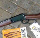 Henry octagon barrel .22 rimfire lever action rifle with brass front bead sight, fully adjustable