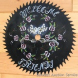 Hand painted saw blade Welcome Friends is 18