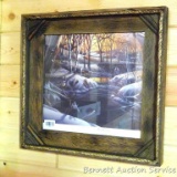 Barn wood framed print entitled 'The Crossing' by Trevor Eckhoff. Measures approx. 19
