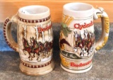 Two Budweiser beer steins in good condition. Each 6-1/2
