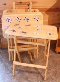 Folding TV tray set customized with playing cards. Nice set in good shape.