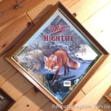 Miller High Life 'Sly' red fox beer mirror. Measures 26