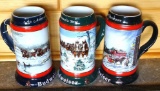 1990, 1991 and 1992 Budweiser beer steins. All in good condition.