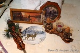 Framed cabin scene is approx. 16