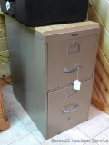 Metal two drawer filing cabinet is sturdy and in good condition. Stands 29