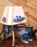 Framed loon print, plus other loon pieces. Frame is 16