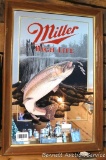 Miller High Life Rainbow Trout beer mirror measures 22
