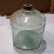 Glass oil burner fuel jar dated 1918. Approx 7