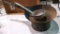 Stamped sheet iron skillet, portable stove, dipper. Fry pan is 12