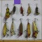 Old fishing lures, some with glass eyes. Longest body is 5