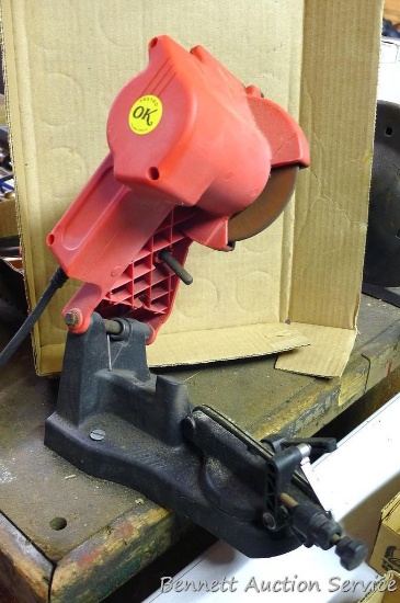 Electric chain saw sharpener 12" x 12" x 7". Works.