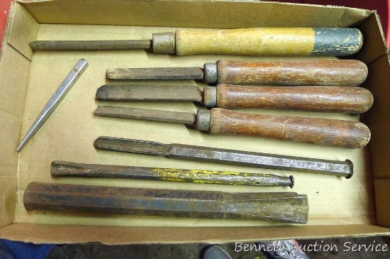Lathe tools; rock drills, longest is 12".