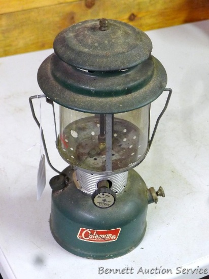 Coleman double mantel lantern model #220F 14" tall. If shipped, fuel will be drained out.