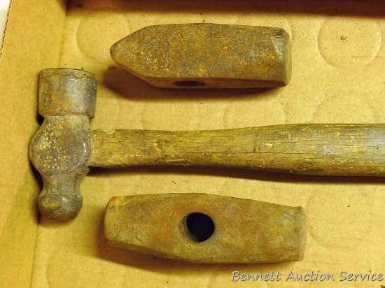 Ball Peen hammer 16" long with 2 other miniature sledge hammer heads.