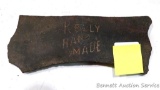 Antique double bit ax head marked Kelly Hand Made. Measures 10