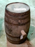 Old wooden wine barrel that was found west of the Mackey Spur. Sturdy and in good condition. Under
