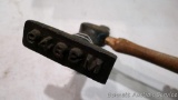 Log stamp hammer, marks M3849 and is 14