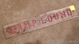 Camp Lound wooden sign. Measures 31