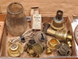 Oil lamp parts including glass globe measuring 7
