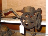 Antique cast iron sickle section sharpener. Grinder turns freely.