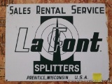 La Font Splitters Sales Rental Service Prentice, Wisconsin metal sign, 2' x 1-1/2'. Bring Phillips
