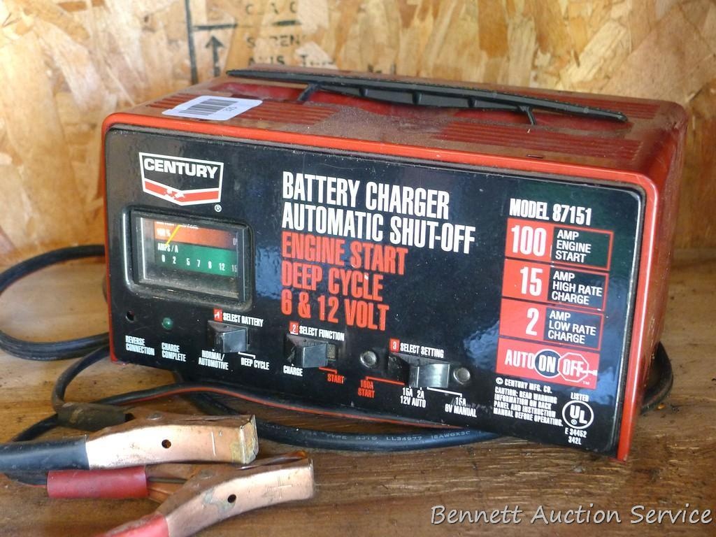 Century battery charger with automatic shut off, engine start, deep cycle,  and 6/12 volt settings. | Heavy Construction Equipment Light Equipment &  Support | Online Auctions | Proxibid