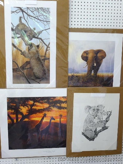 Four signed & numbered animal prints by Michael Sieve, Sue Pistilli, Skuha and Derk. Michael Sieve