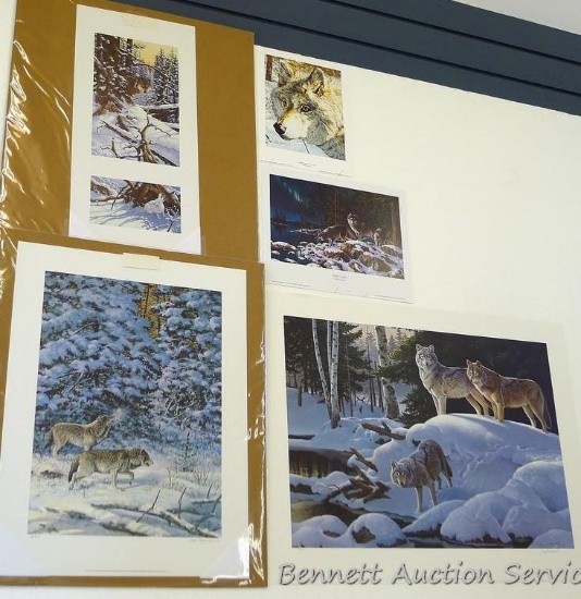 Five signed and numbered wolf in snow prints including: Intimidation by Brian Jarvi (11 1/2? x 8