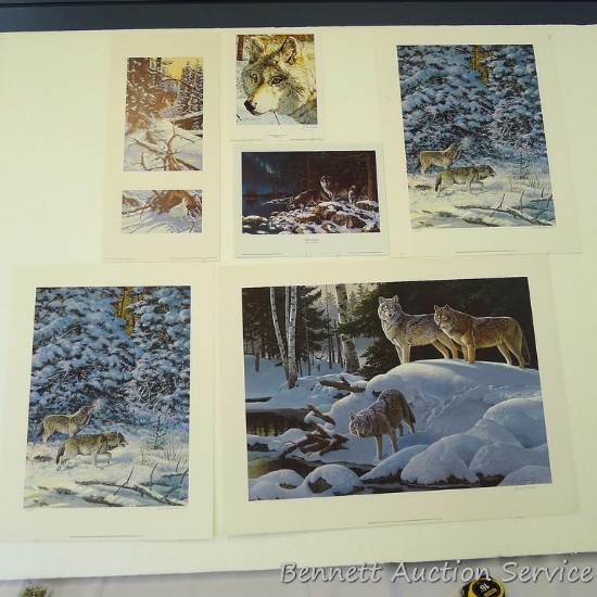Six signed and numbered wolf prints including: Boundary Waters by Jerry Gadamus (measures 29? x