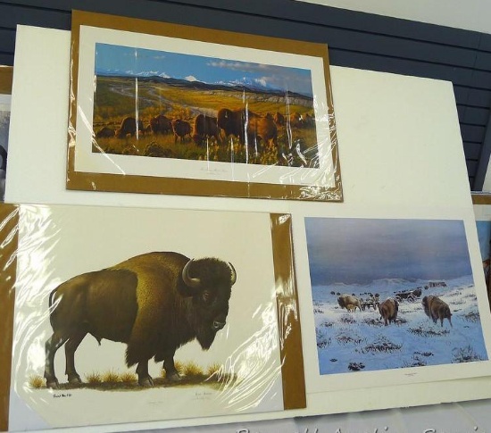 Three signed and numbered buffalo prints including Surviving the Past by Rick Kelley (24? x 29 3/4?)