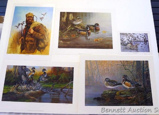 Five signed & numbered wood duck and mallard prints by Kloetzke, Zoellick, Koelpin, Timm, and
