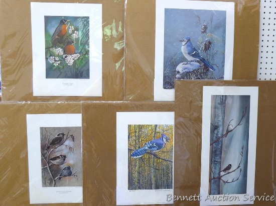 Five songbird prints are signed & numbered by Scott Zoellick, Beverly Scalze, Donald Malick, and