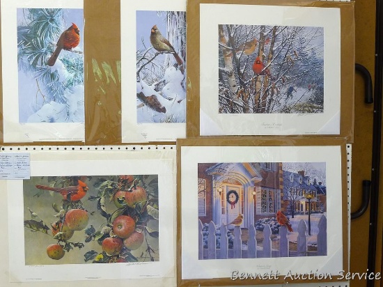 Six signed & numbered Cardinal prints by Michael Sieve, Mario Fernandez, Darrell Bush, Robert